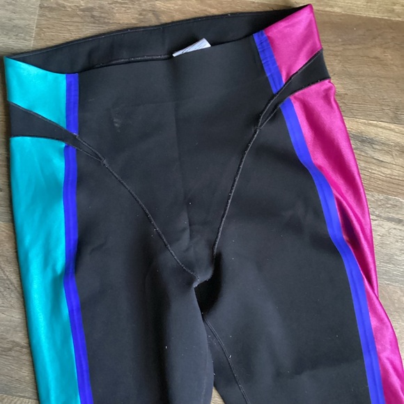 Nike Black Leggings with Blue and Pink Stripes - Picture 3 of 5